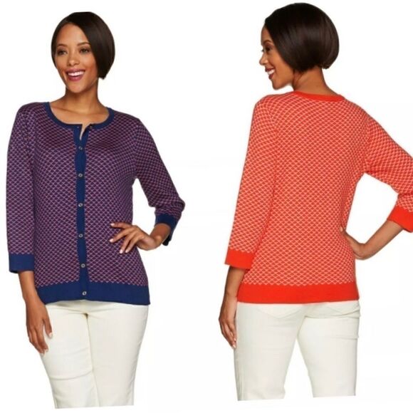 C wonder 3/4 sleeve scallops knit cardigan XS - Picture 8 of 8